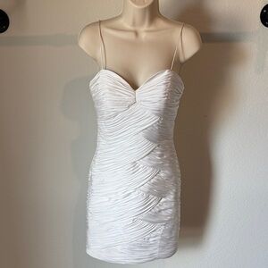 Interlude USA White Formal Wedding Ruched Spaghetti Strap Mini Dress 2
